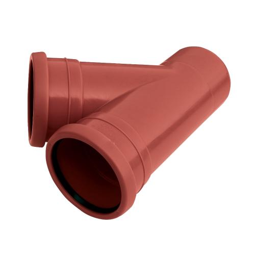 Mark-Grenrör 315x110mmx45° 2Muff PP Rödbrun Pipelife