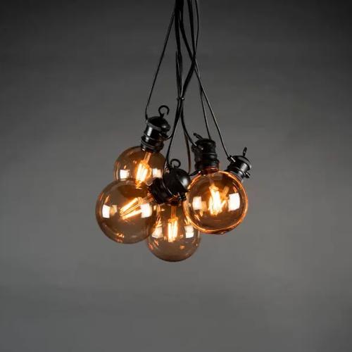 Startersæt 10 Ravfarvede LED-Lamper I Brun Røg IP44 Sort Konstsmide