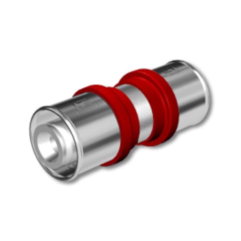 LK Presskoppling PV Rak 20mm Nickel/Röd Ring