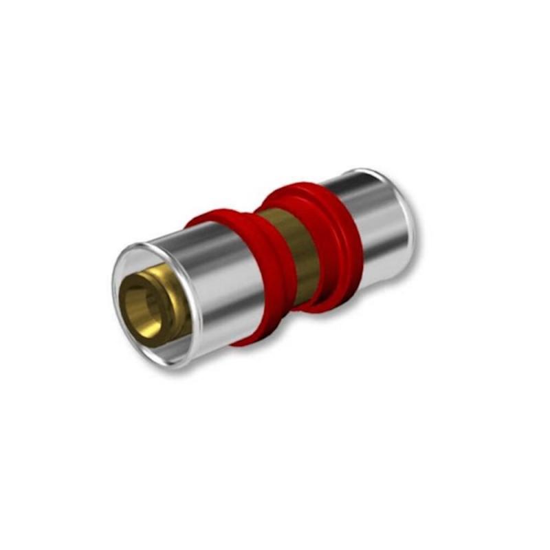 LK Presfitting PV Lige 25mm Nikkel/Rød Ring