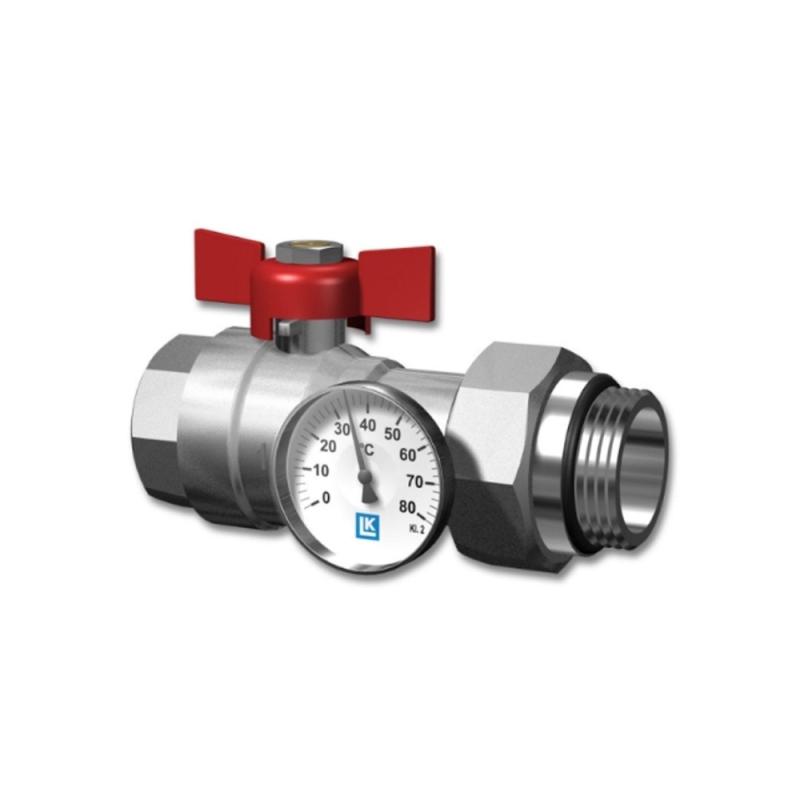 LK Kulventil Rak Med Termometer G25