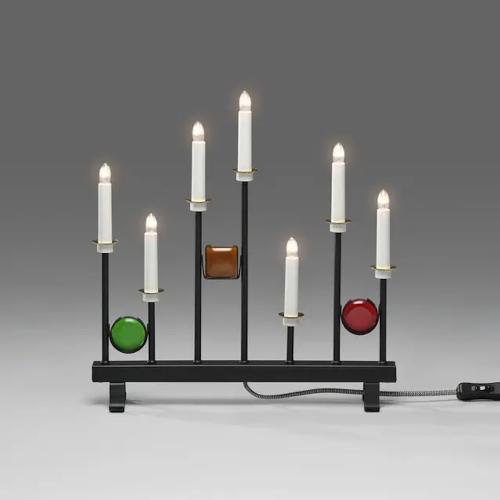 Lysestage 7 Lys Med Dekorationer E10 IP20 Metal Sort/Multifarvet Konstsmide