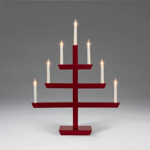 Trælysestage 7 Lamper E10 230V IP20 Rød Konstsmide