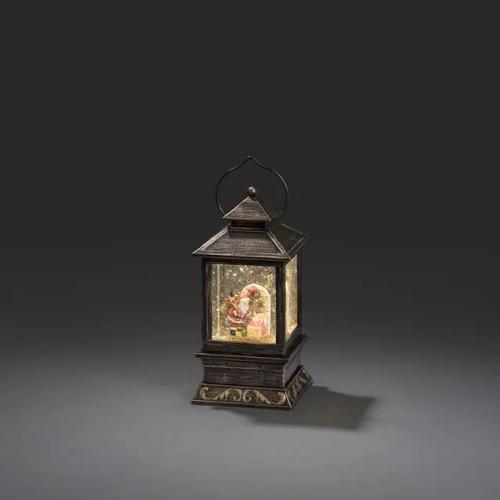 Vandfyldt Mini-Lanterne Julemand Varm Hvid LED IP20 Brun Konstsmide