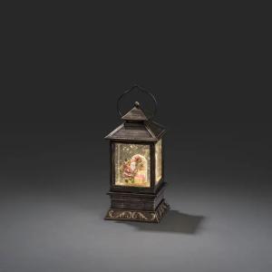 Vandfyldt Mini-Lanterne Julemand Varm Hvid LED IP20 Brun Konstsmide