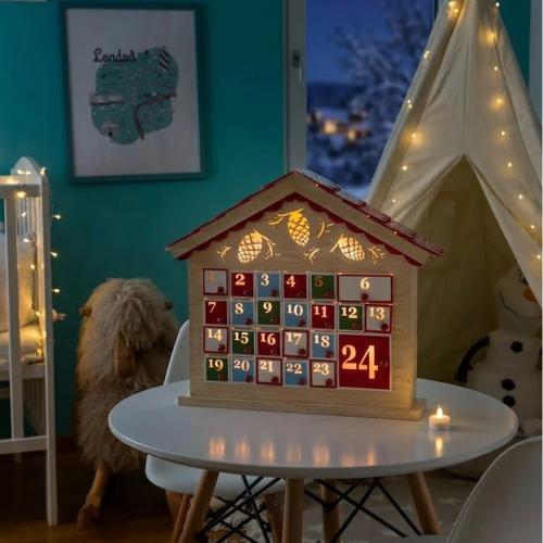 Silhouette Motif Adventskalender Med Fjernbetjening 29 Varm Hvid LED IP20 Naturlig Konstsmide