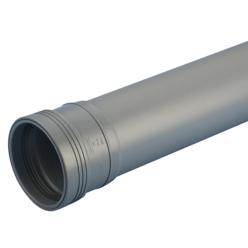 Wafix PP Afløbsrør Med Muffe, 1 Muffe, 1m, Grå (75×1000 mm)