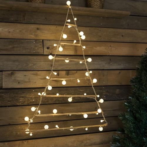 Træpyramidekugler 48 Varmhvide LED 90x60cm IP20 Naturlig Konstsmide