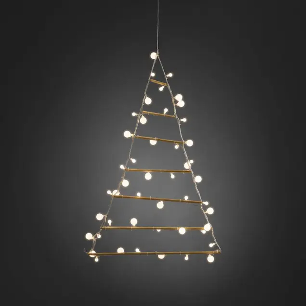 Wooden Pyramid Balls 48 Warm White LED 90x60cm IP20 Natural Konstsmide