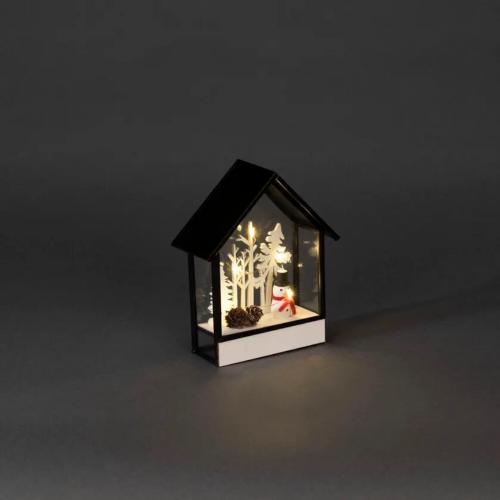 Battery Operated Glass Lantern 5 LED IP20 White/Black Konstsmide
