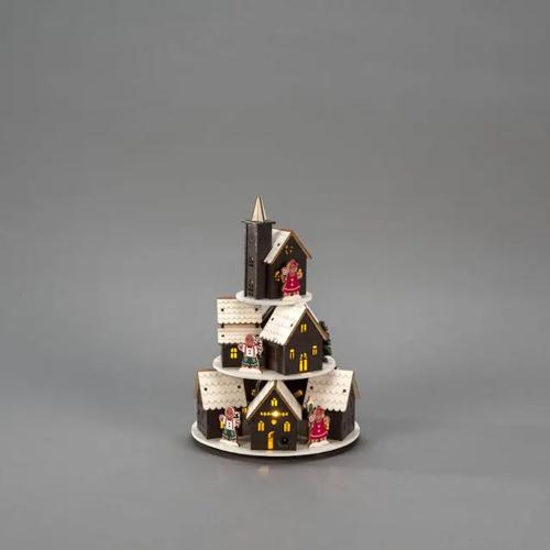 Peberkagehus Varm Hvid LED 2xAAA IP20 Træ Brun Konstsmide