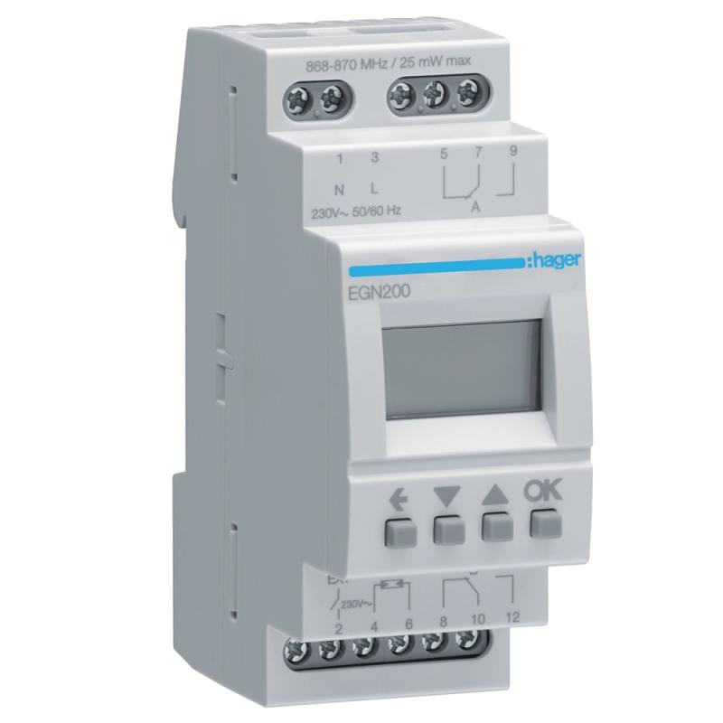 Digital Multifunktionstimer Med Bluetooth 2-Kanaler 230-240V IP20 Hager
