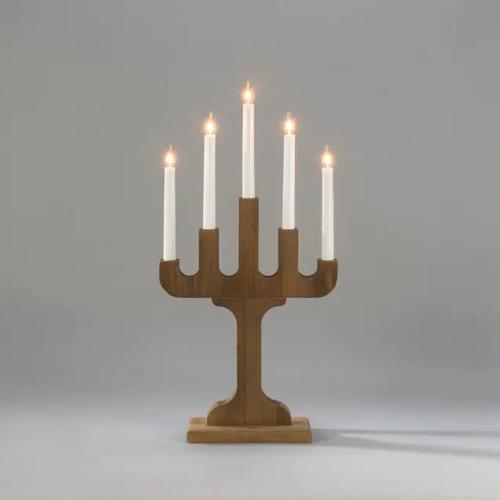 Candlestick 5 Candles Indoor E10 IP20 Wood Walnut Konstsmide