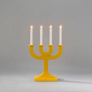 Candlestick 4 Candles Indoor E10 Wood Yellow Konstsmide