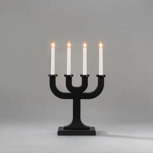 Candlestick 4 Candles Indoor E10 Wood Black Konstsmide