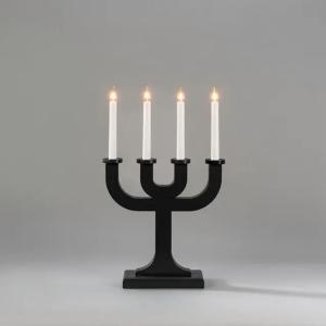 Candlestick 4 Candles Indoor E10 Wood Black Konstsmide