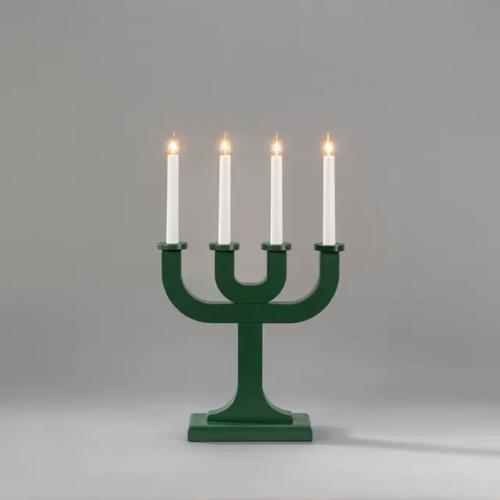 Candlestick 4 Candles Indoor E10 Wood Green Konstsmide