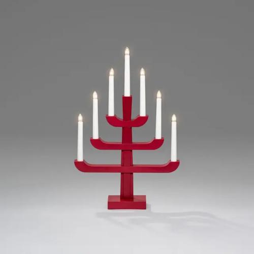 Lysestage 7 Lys E10 230V IP20 Træ Rød Konstsmide