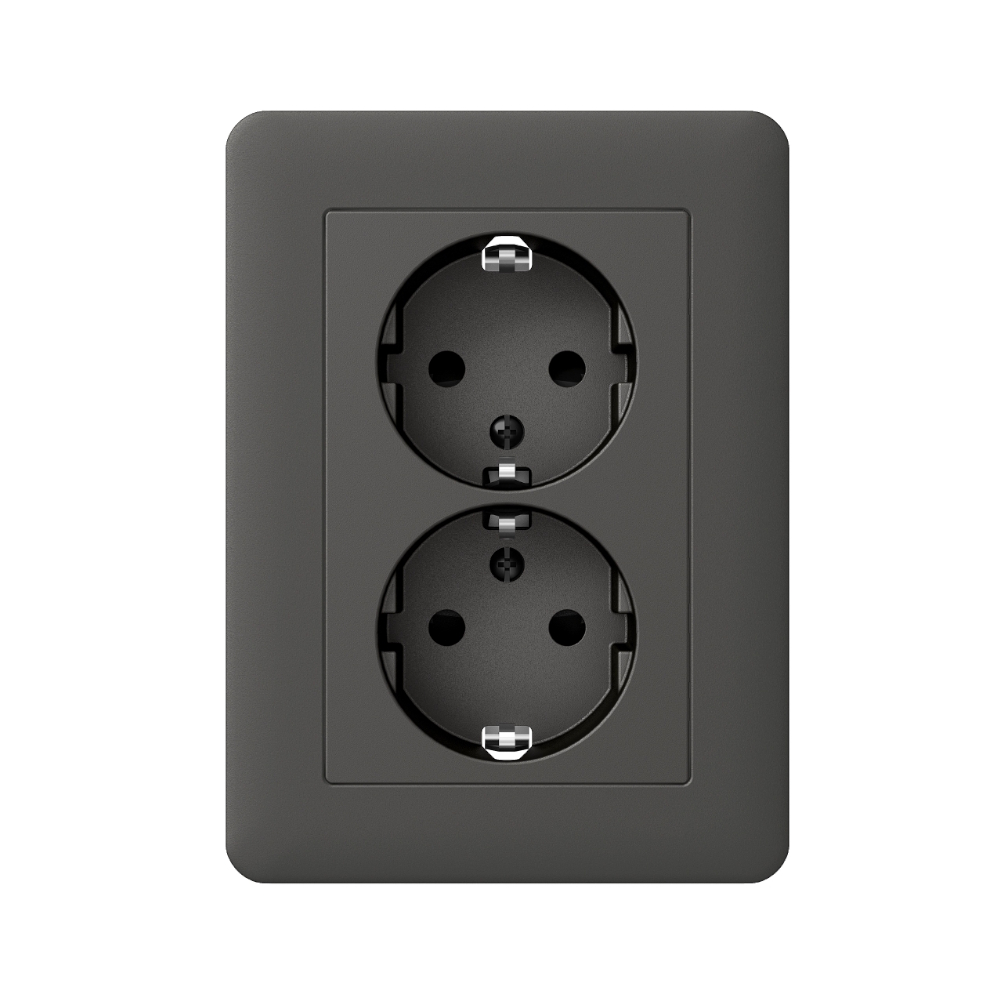 Wall Socket Exxact Insert Grounded Screw Connection 2-Way Anthracite ...