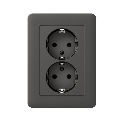 Vægstik Exxact Indsats Jordet Skruetilslutning 2-Vejs Antracit Schneider Electric