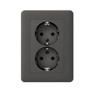 Vægstik Exxact Indsats Jordet Skruetilslutning 2-Vejs Antracit Schneider Electric