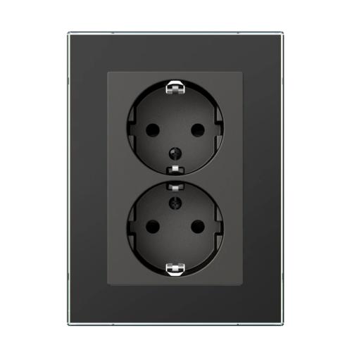 Vægudtag Indsats 2-Vejs Jordet Indbygget Exxact Antracit Schneider Electric