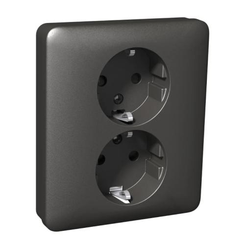 Vægudtag 2-Vejs Jordet Indbygget Exxact Antracit Schneider Electric