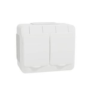 Vægstikkontakt Aqua-Stark 2-vejs+J 16A 250V IP44 Skruetilslutning Polarhvid Schneider Electric