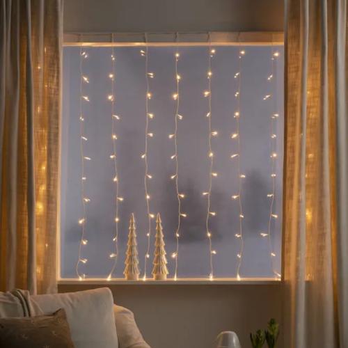 Gardinløkke 140x120cm 120 Amber LED IP20 Klar Konstsmide