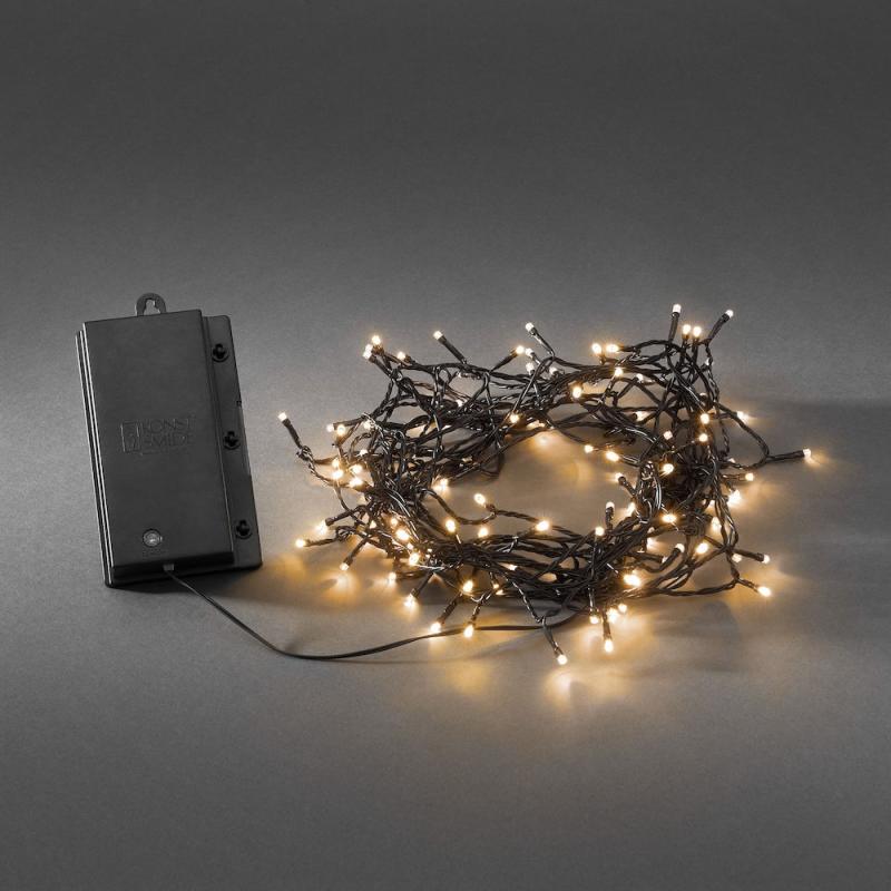 Lyskæder 120 Ravfarvede LED-Sensor IP44 Sort Konstsmide