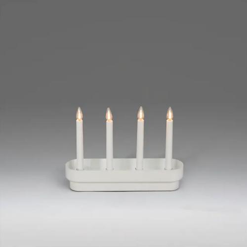 Candlestick 4 Candles E10 IP20 Wood/Plastic White Konstsmide