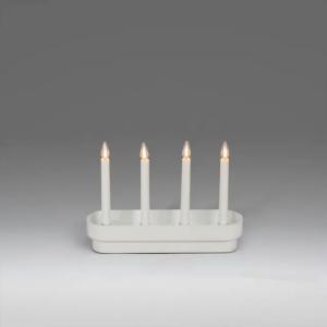 Candlestick 4 Candles E10 IP20 Wood/Plastic White Konstsmide