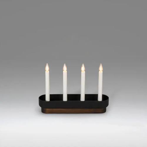 Candlestick 4 Candles E10 IP20 Wood/Plastic Black/Walnut Konstsmide