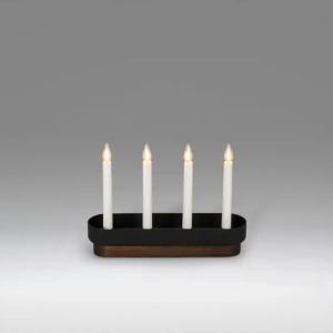 Candlestick 4 Candles E10 IP20 Wood/Plastic Black/Walnut Konstsmide