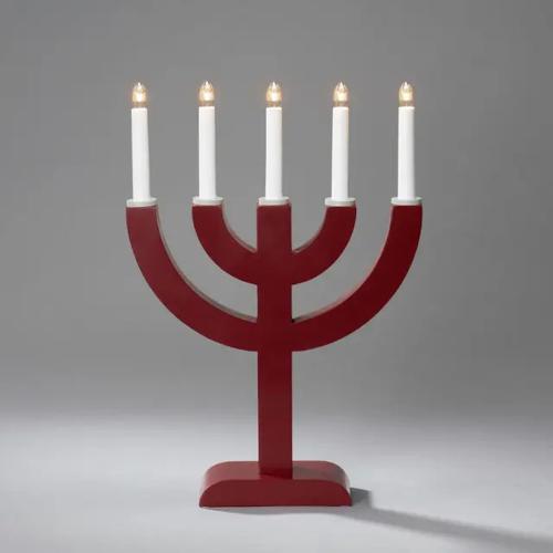 Candlestick 5 Lights E10 IP20 Wood Dark Red/Beige Konstsmide