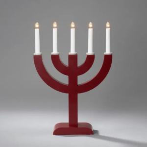Candlestick 5 Lights E10 IP20 Wood Dark Red/Beige Konstsmide