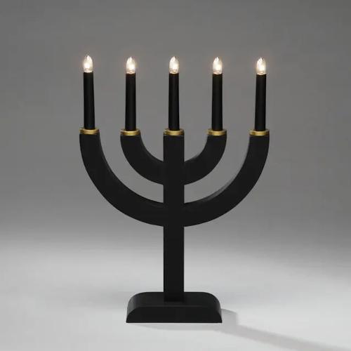 Candlestick 5 Lights E10 IP20 Wood Black/Gold Konstsmide