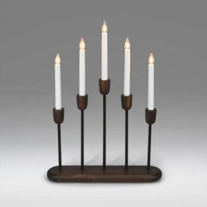 Candlestick 5 Candles E10 IP20 Wood/Metal Black/Walnut Konstsmide