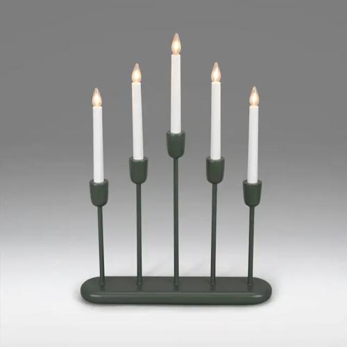 Candlestick 5 Candles E10 IP20 Wood/Metal Green Konstsmide