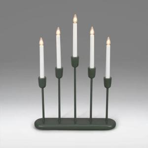 Candlestick 5 Candles E10 IP20 Wood/Metal Green Konstsmide