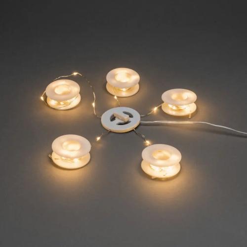 Lyskæde 4x26+41 Amber LED Med Messingkabel Konstsmide