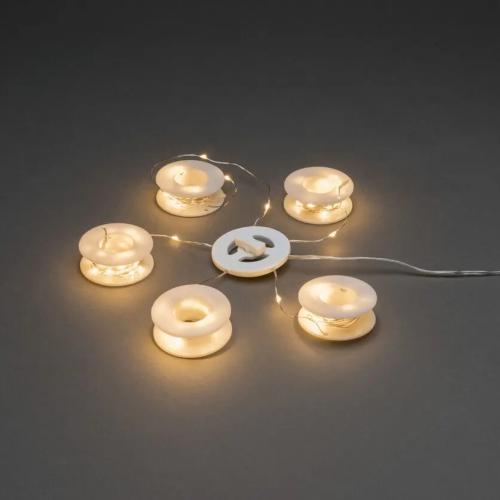 Lyskæde 4x26+41 Amber LED Med Sølvfarvet Kabel Konstsmide