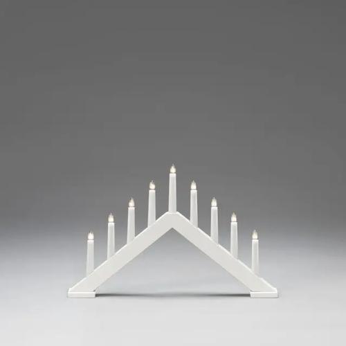 Candlestick 9 Lights E10 IP20 Wood Matt White Konstsmide