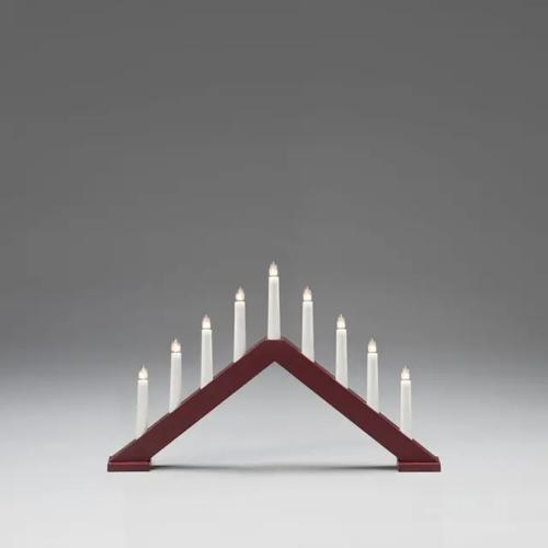 Candlestick 9 Lights E10 IP20 Wood Matt Dark Red Konstsmide