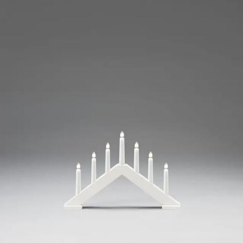 Lysestage 7 Varme Hvide Lys E10 IP20 Træ Mat Hvid Konstsmide