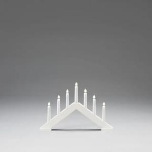 Lysestage 7 Varme Hvide Lys E10 IP20 Træ Mat Hvid Konstsmide