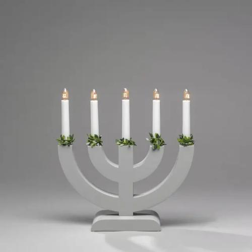 Candlestick 5 Lights E10 IP20 Wood Grey Konstsmide
