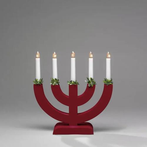 Candlestick 5 Lights E10 IP20 Wood Red Konstsmide
