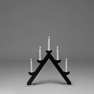 Lysestage 5 Lys Med Grå Ringe E10 IP20 Træ Mat Sort Konstsmide