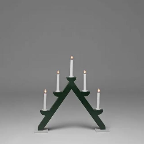 Lysestage 5 Lys Med Grå Ringe E10 IP20 Træ Grøn Konstsmide